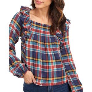 NWT Free People Women's Top Siena Plaid Pullover